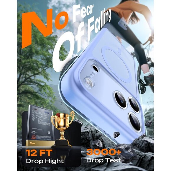 Light Blue Iphone 17 Pro Max Full Camera Protection Translucent Matte Phone Case - Picture 6 of 7